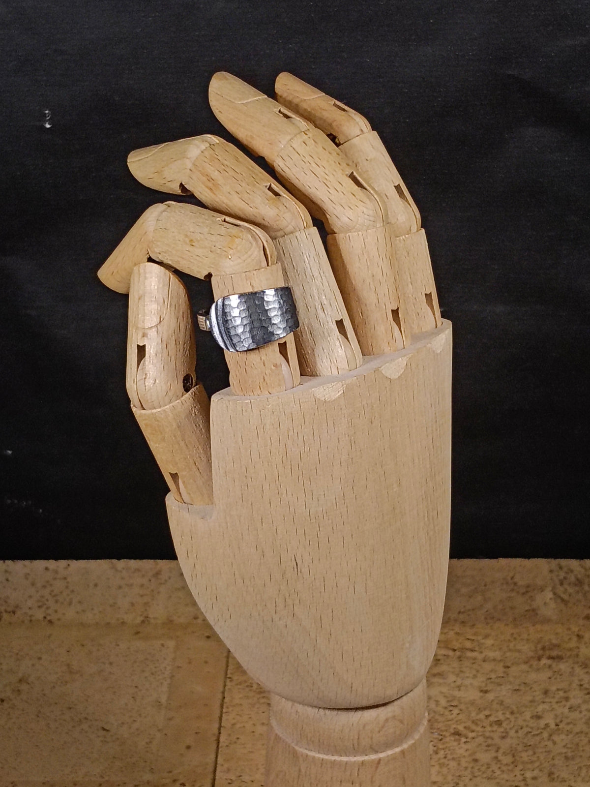Ring met hamerslag van vintage lepeltje.
